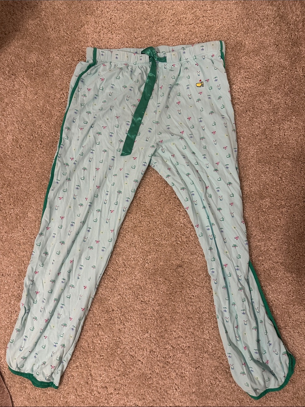 Women’s Masters Golf Light Green Cotton Pajama Pants with Green Trim